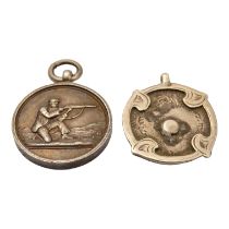 Two silver fob medallions - one for shooting, Birmingham 1904, William James Dingley, together
