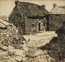 # Eleanor HUGHES (1882-1959) Cornish Cottage Etching Titled and signed to plate Framed Picture