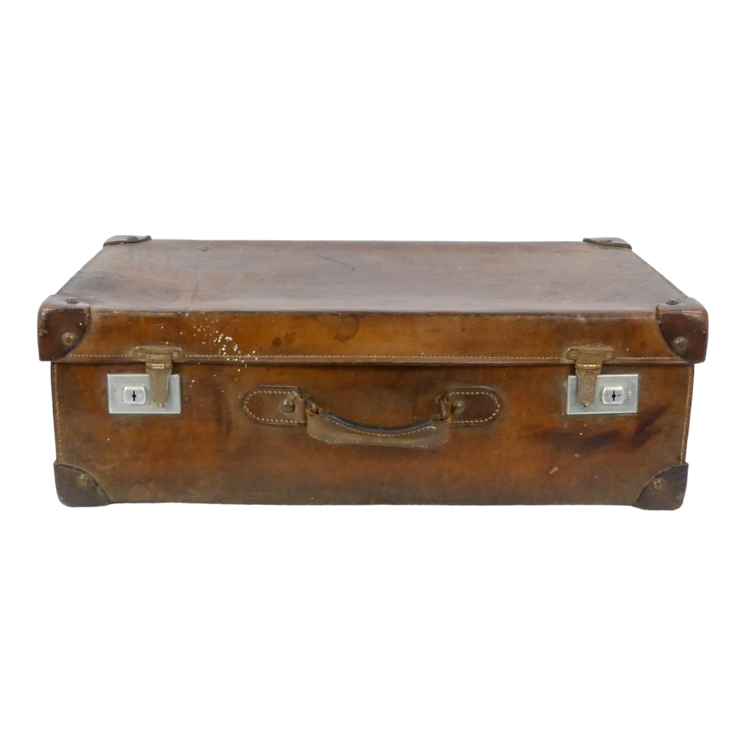 An early 20th century tan leather suitcase - with interesting luggage labels, together with - Image 9 of 11