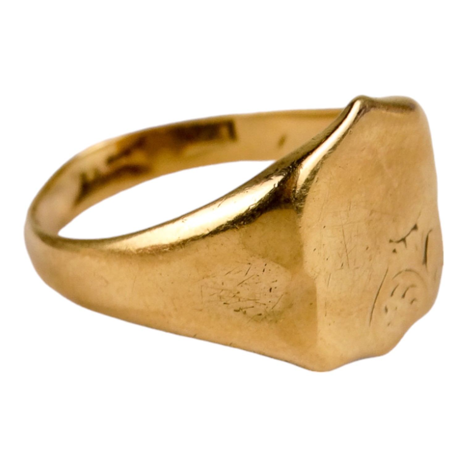 A 9ct yellow gold signet ring - size Q/R, weight 4.1g. - Image 3 of 3