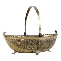 An early 20th century Siamese bread basket - boat shaped with a swing handle 311g