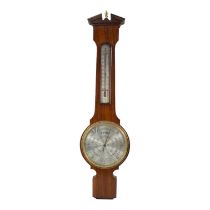 A 20th century aneroid barometer by Comitti - in a Georgian style and incorporating a thermometer,