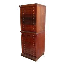A pair of late 19th century mahogany collector's cabinets by JJ Hill - each of ten drawers