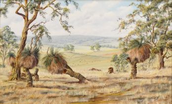 Lucinda MOUNSEY (Australian? 20th Century) Quindanning Valley Oil on board Signed and dated 1987