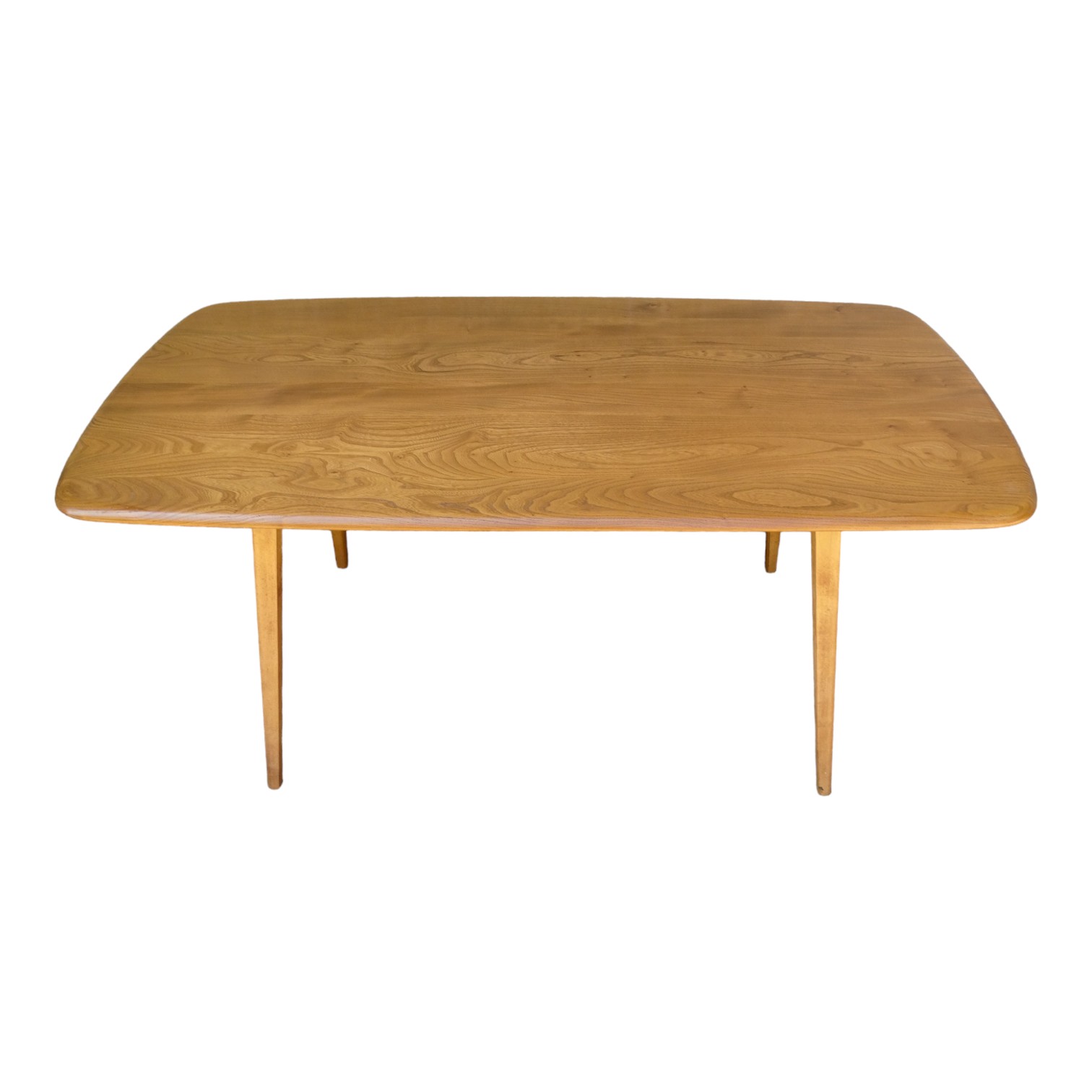 An Ercol elm dining table - Windsor model 382, with rounded corners, on splayed square tapering - Image 2 of 5