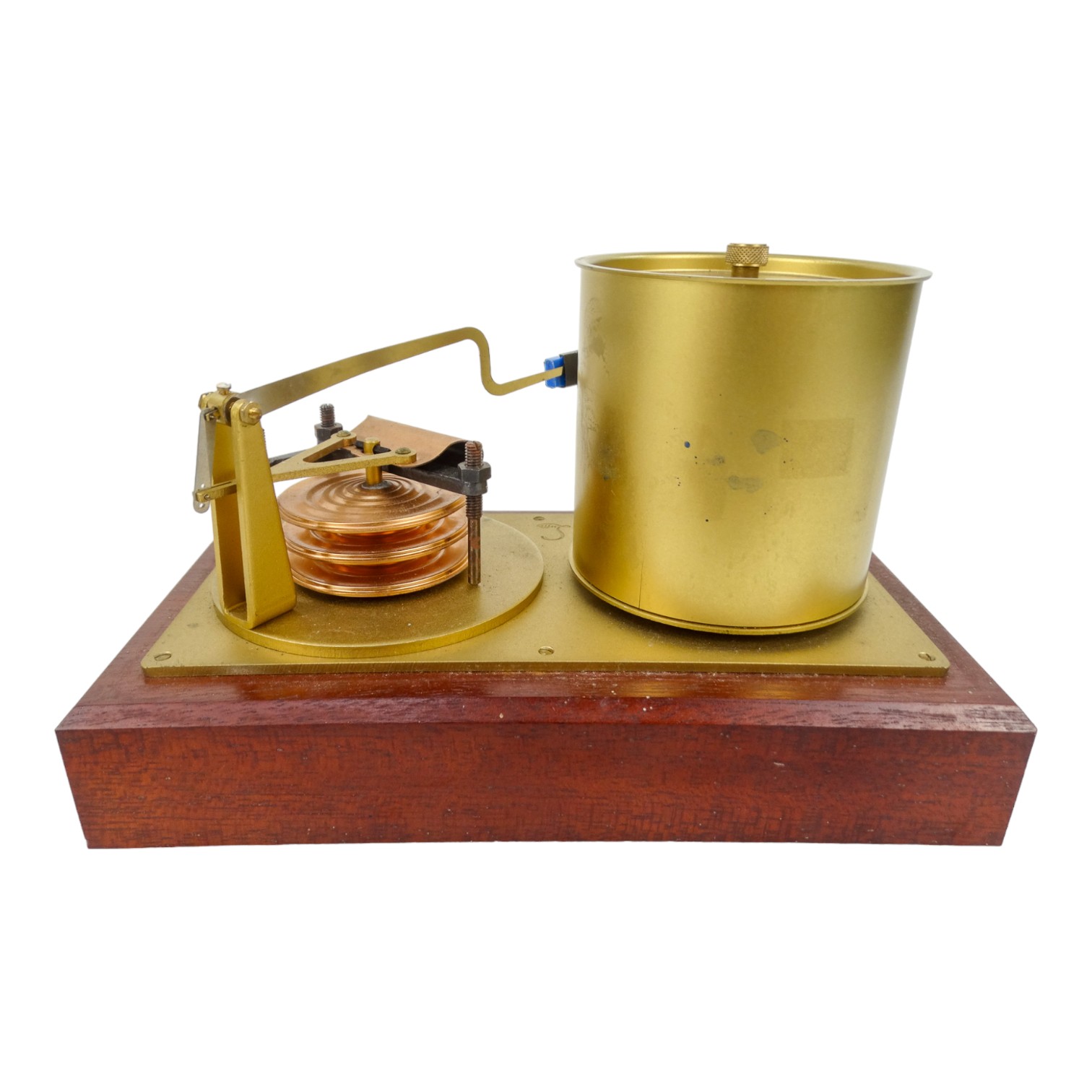 A late 20th century barograph by G Lufft - battery powered with a Perspex cover and mahogany base, - Image 4 of 5