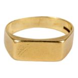 A 9ct yellow gold signet ring - size Q/R, weight 4.1g.