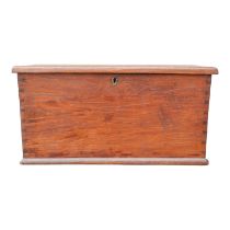 A late 19th century mahogany trunk - with brass bail handles and a void interior, 90 x 45 x 44cm.