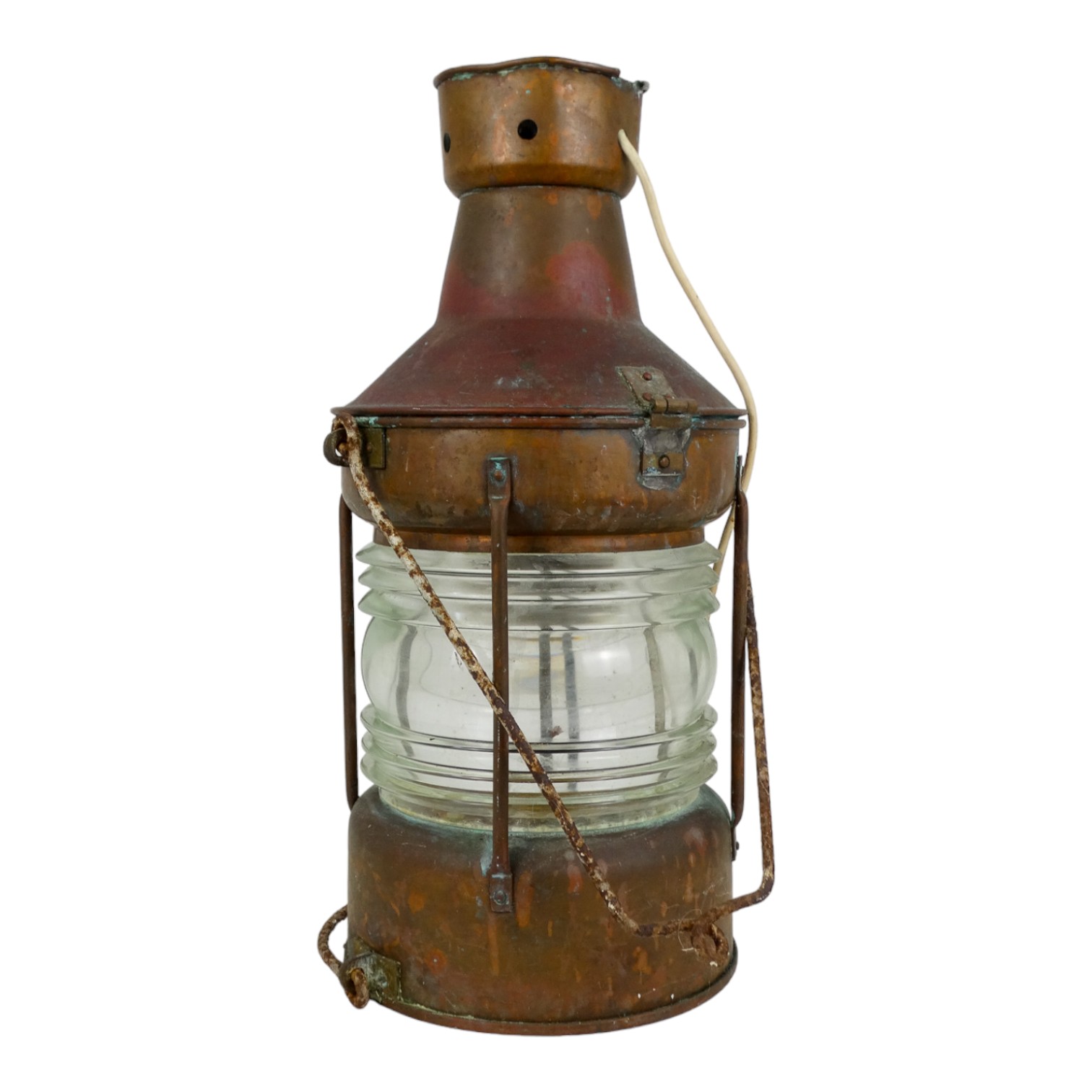 An early 20th century masthead light by H. Henriksen - copper with wrought steel handles, - Image 3 of 5