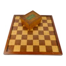 A Staunton pattern chess set - boxwood and ebonised, kings 10cm high, boxed, together with