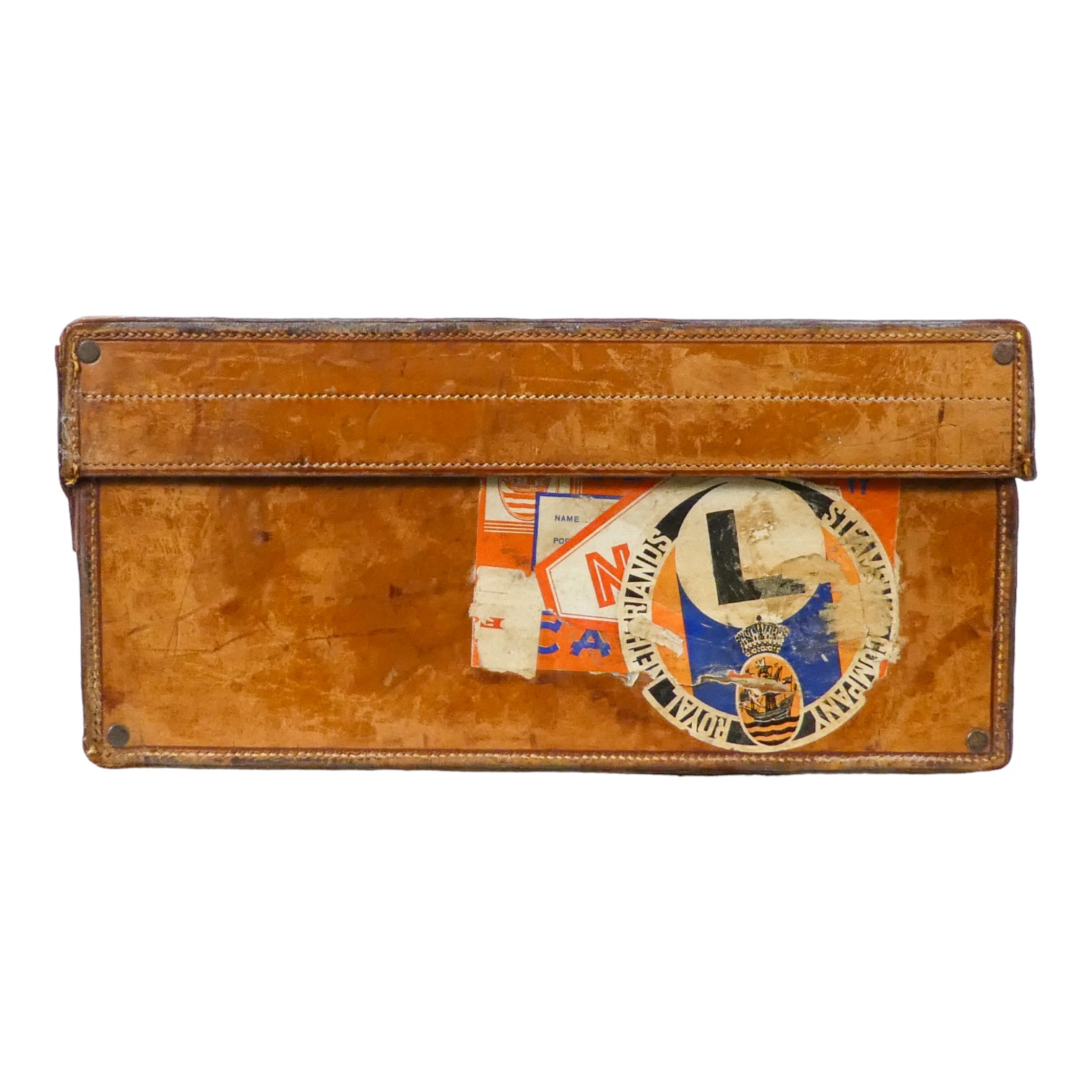 An early 20th century tan leather suitcase - with interesting luggage labels, together with - Image 5 of 11