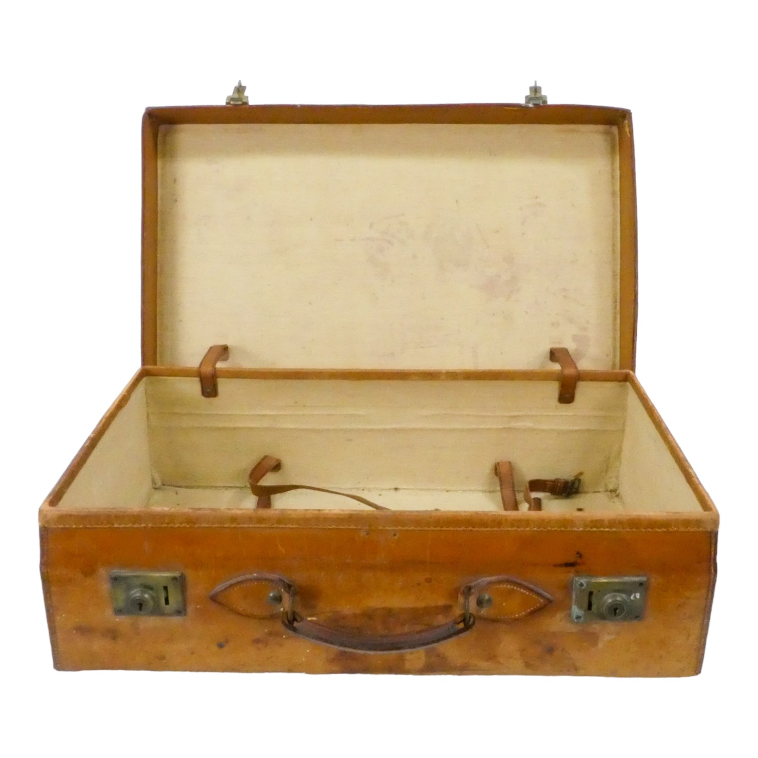 An early 20th century tan leather suitcase - with interesting luggage labels, together with - Image 8 of 11