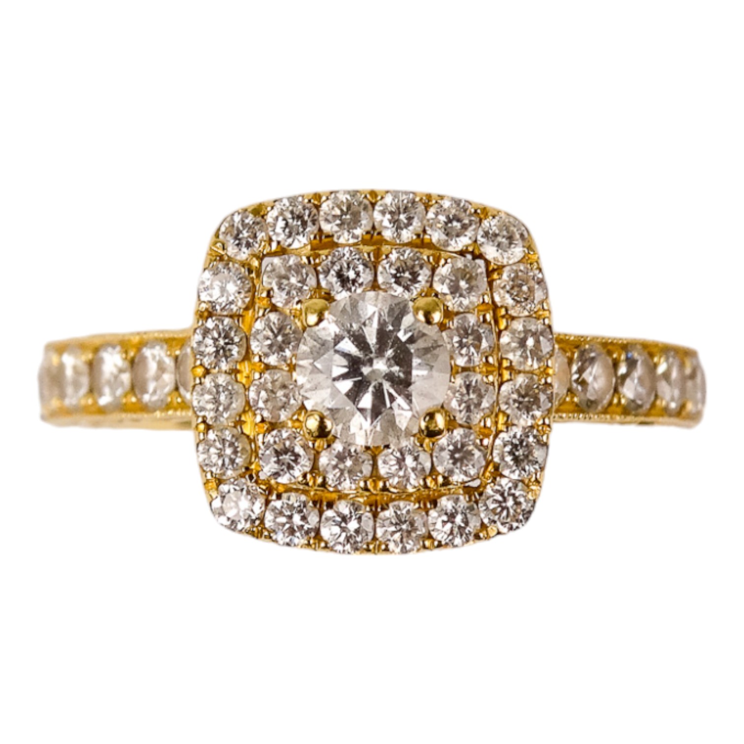 A Tiffany 18ct yellow gold and diamond ring - size L, weight 5.7g.