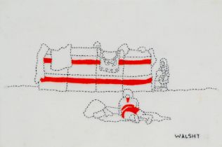 Emma WALSH (WALSHY b. 1973) Windbreak Felt on cotton Signed and dated 07 in thread lower right