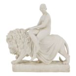 A 19th century Parian figure - Una on a lion, by John Bell for Minton, with lozenge mark to base,