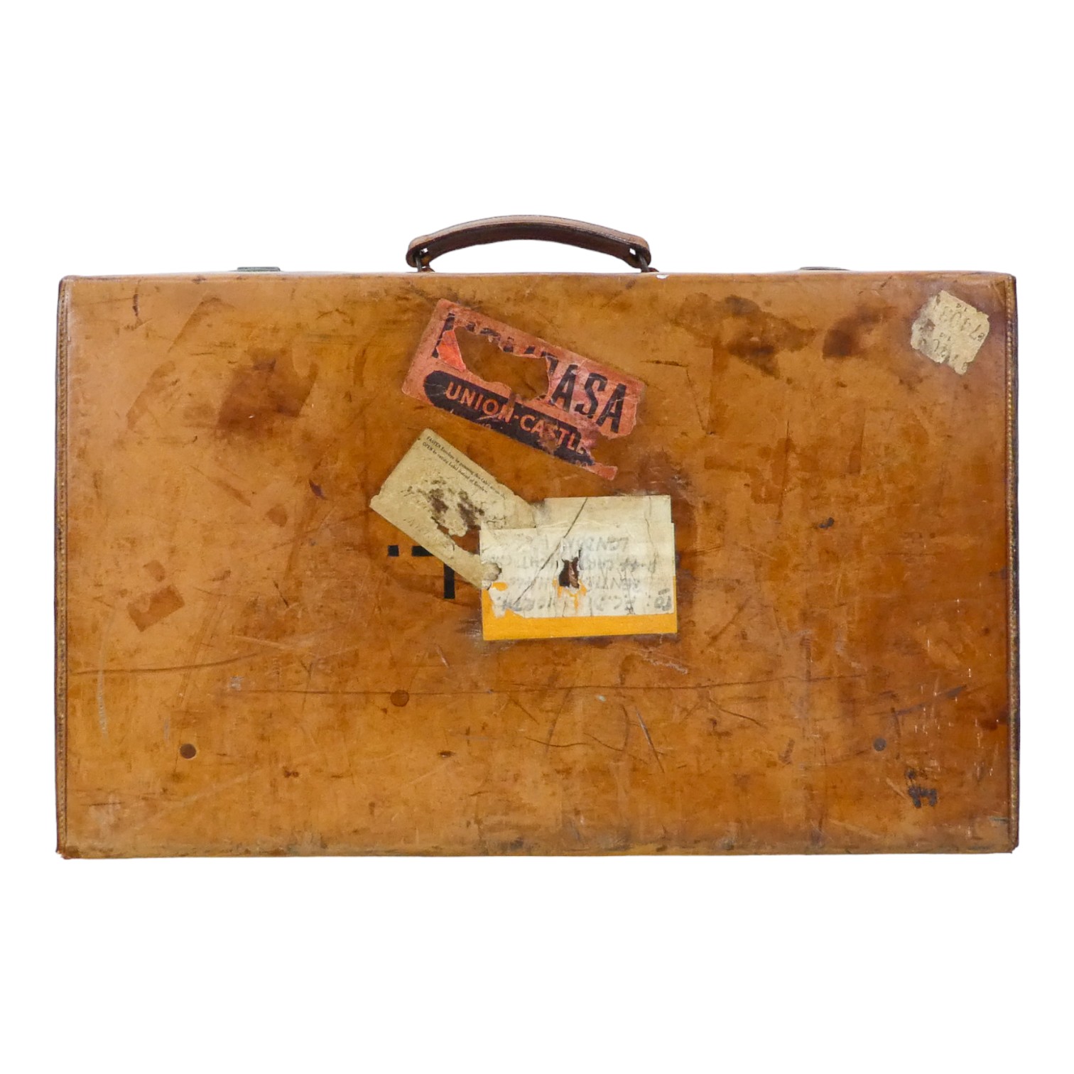 An early 20th century tan leather suitcase - with interesting luggage labels, together with - Image 7 of 11
