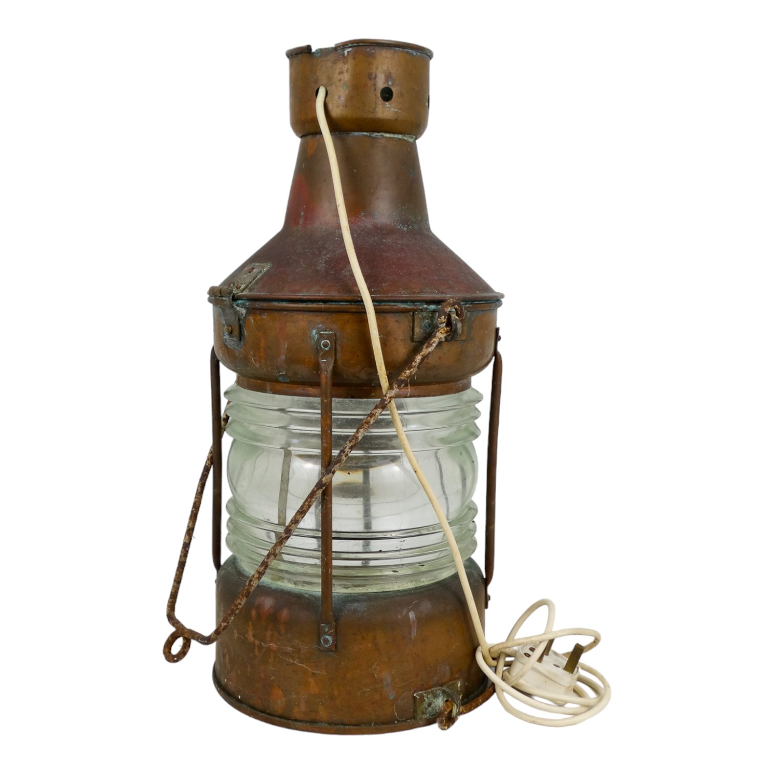 An early 20th century masthead light by H. Henriksen - copper with wrought steel handles, - Image 4 of 5