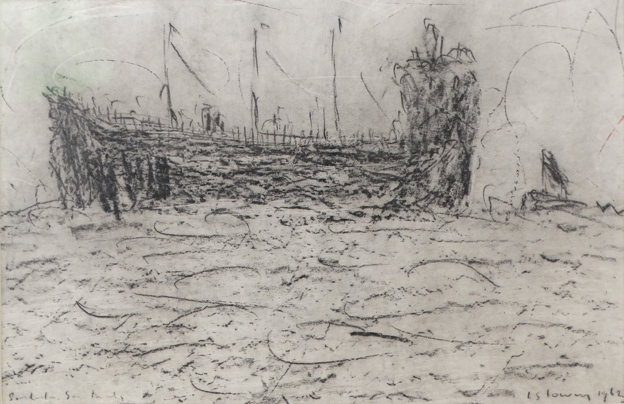 # Attributed Laurence Stephen LOWRY (1887-1976) Tanker And Tug Sunderland Pencil on paper Signed and