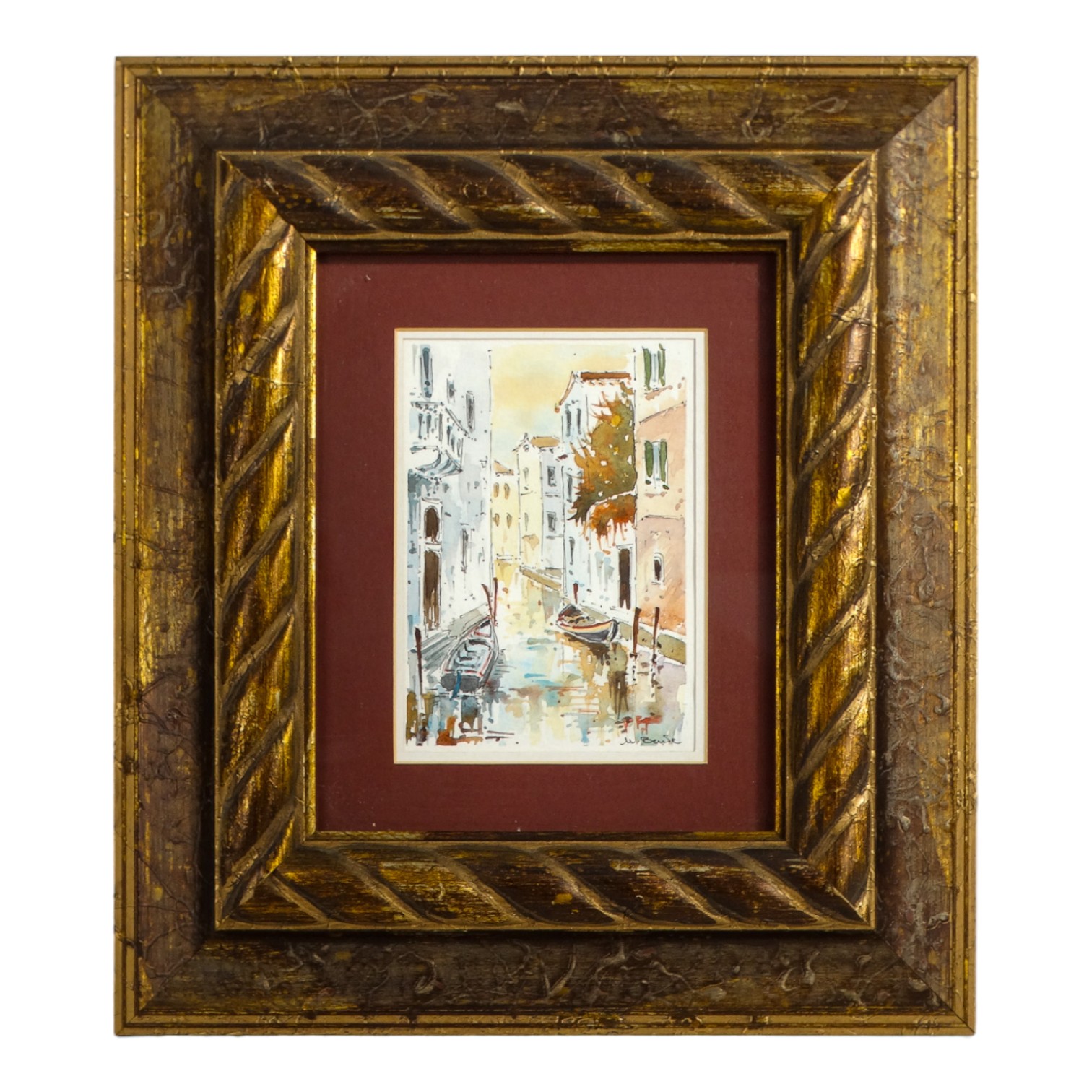 20th Century Italian School Venetian Backwater Watercolour Indinstinctly signed lower right Framed - Image 8 of 10