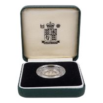 A Royal Mint 1990 silver Piedfort 5p coin - in original case.