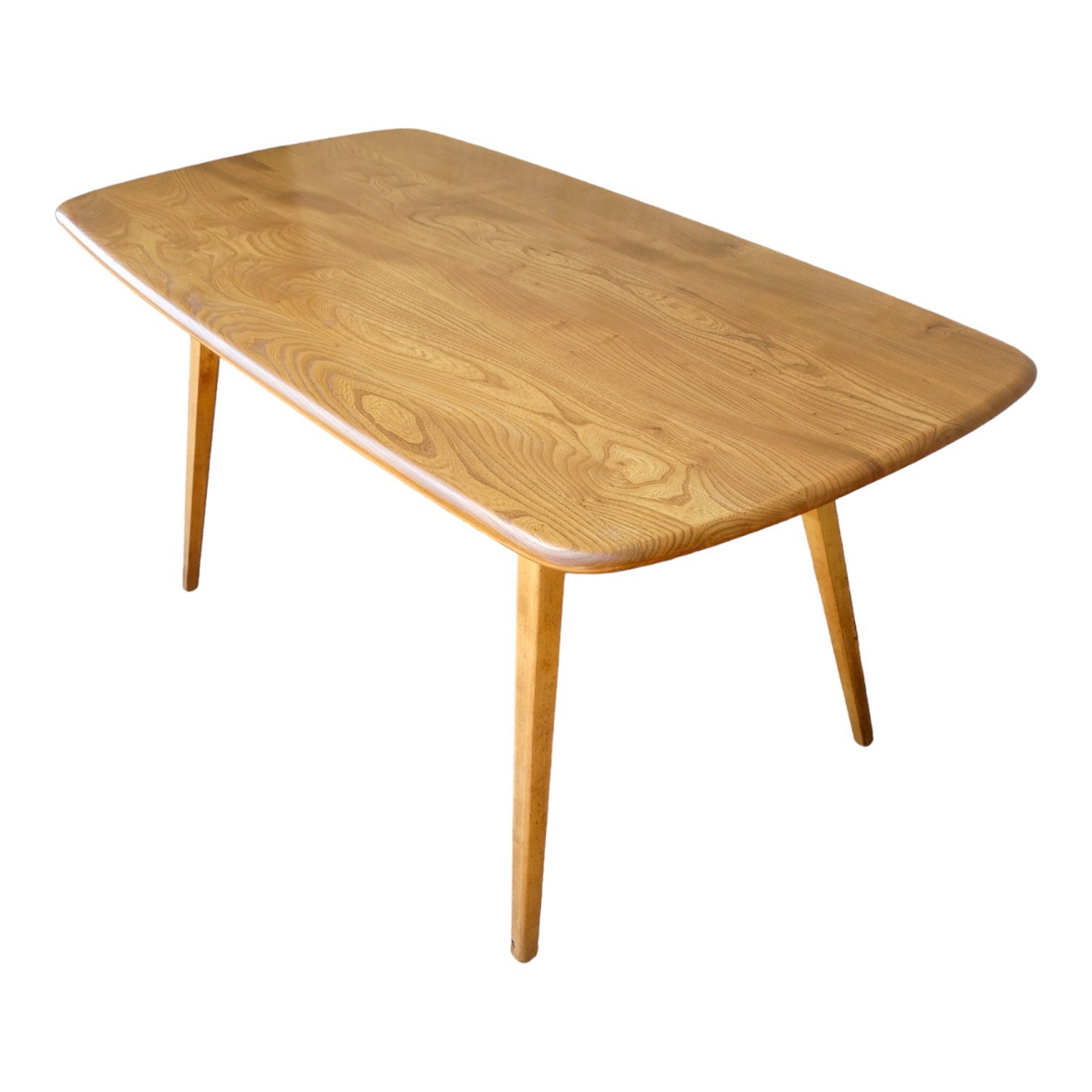 An Ercol elm dining table - Windsor model 382, with rounded corners, on splayed square tapering - Image 3 of 5