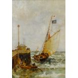 # M. A. LOSSCHER (20th Century) French Pilot Boat Off The Pier Oil on canvas Signed and dated 1909