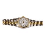 A Rolex ladies 18ct gold and steel Oyster Perpetual Datejust chronometer wristwatch - with baton