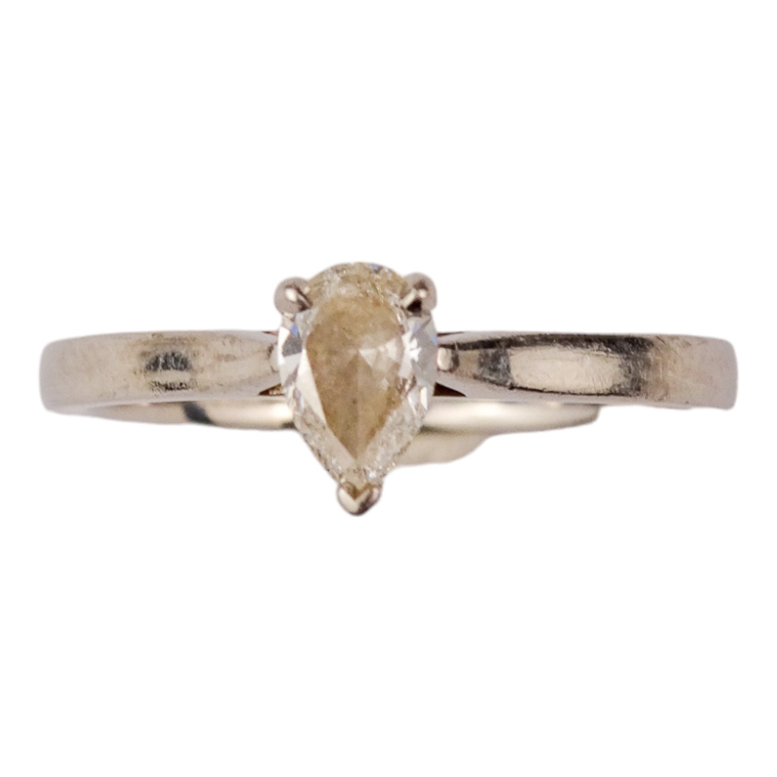 A platinum and diamond solitaire ring - the pear shaped diamond of 0.50ct approximately, VS2, colour - Image 3 of 7