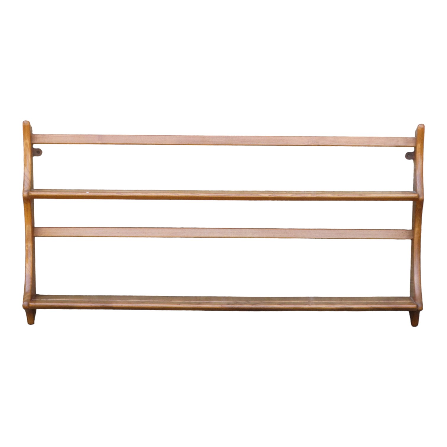 An Ercol hanging plate rack - Golden Dawn, model 268, the rack having two graduating shelves with