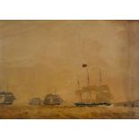 20th Century Marine School Sailing Ships Watercolour Framed and glazed Picture size 39 x 55cm