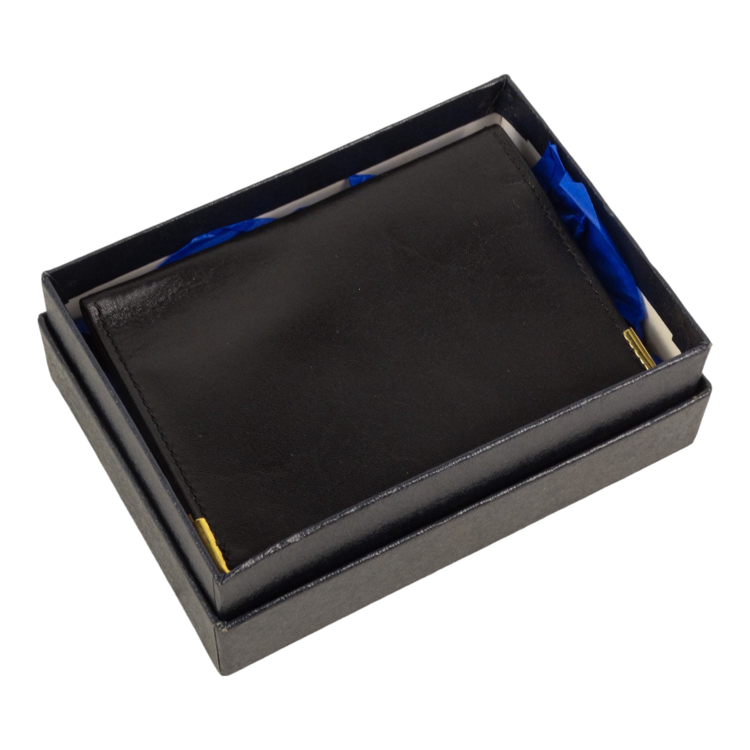 An Aquascutum black leather card wallet - with gilt metal corners, width 10.8cm, boxed. - Image 4 of 4