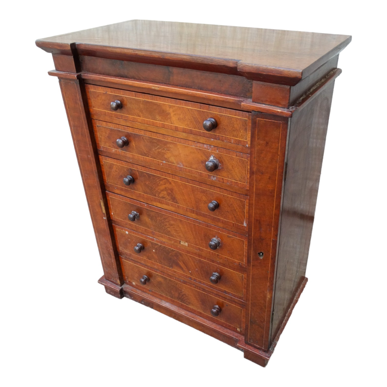 A Victorian mahogany table top collectors cabinet - with an inverted breakfront and in the manner of - Image 2 of 6
