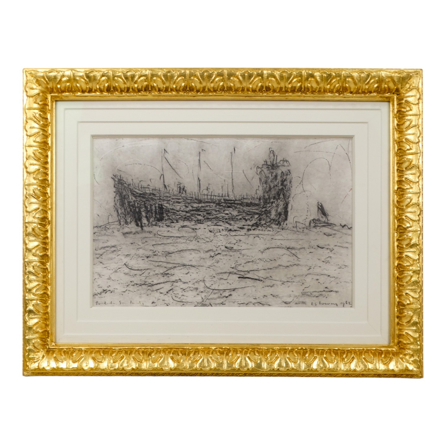 # Attributed Laurence Stephen LOWRY (1887-1976) Tanker And Tug Sunderland Pencil on paper Signed and - Image 2 of 6