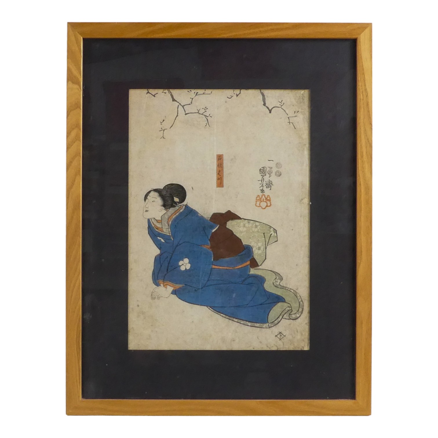 Masayoshi KITAO Japanese 1764-1824) Kneeling Woman Woodblock print Framed and glazed Picture size 34 - Image 6 of 10