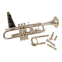A sliver plate trumpet by Boosey - 'Solbron', with case