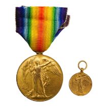 A WWI Victory Medal to F. Reed ASC - together with a miniature Victory Medal.