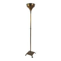A 20th century bronze uplighter - with trumpet shaped shade and square base with Art Deco style