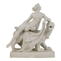 A 19th century Parian figure - Ariadne on a leopard, by John Bell for Minton, circa 1861, in the