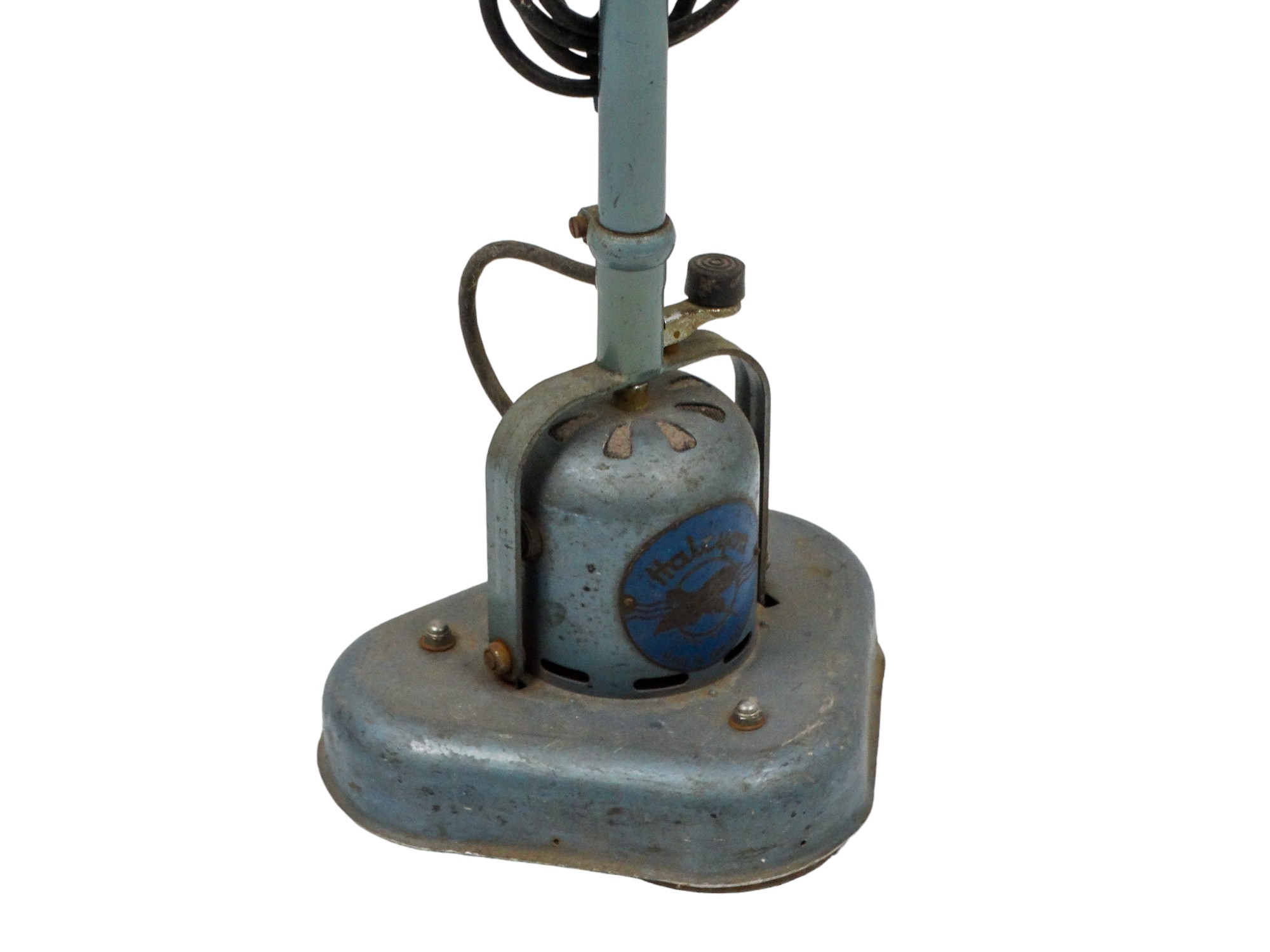 A vintage Halcyon floor buffer - with a blue finish and three rotating pads - Image 2 of 7