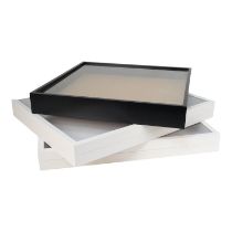 Three rectangular glazed presentations boxes