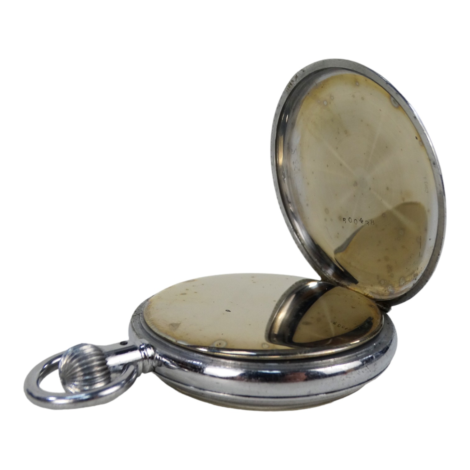 A Doxa steel cased open face pocket watch - engraved with crows foot mark to rear of case, the black - Image 4 of 4