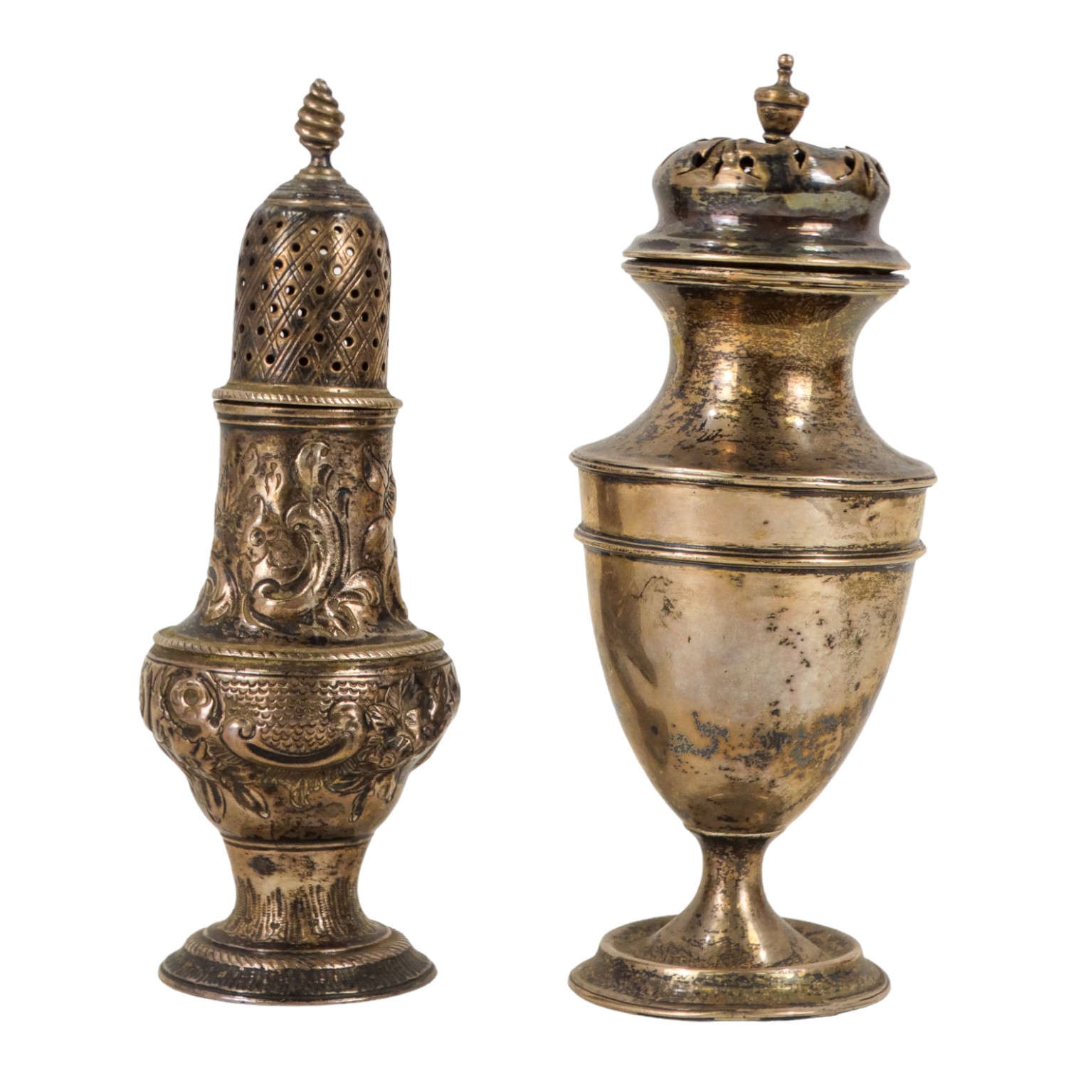 A baluster shaped castor - Birmingham 1907, together with another earlier castor, (2) - Image 2 of 3