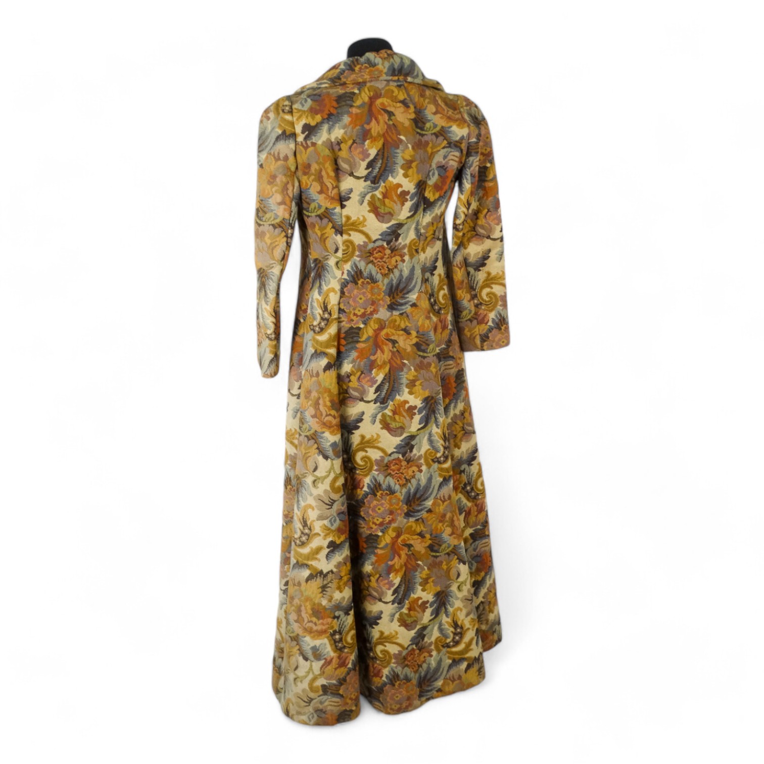 A Biba ladies maxi coat - decorated in a broad floral brocade and arrangement of four black - Image 5 of 5