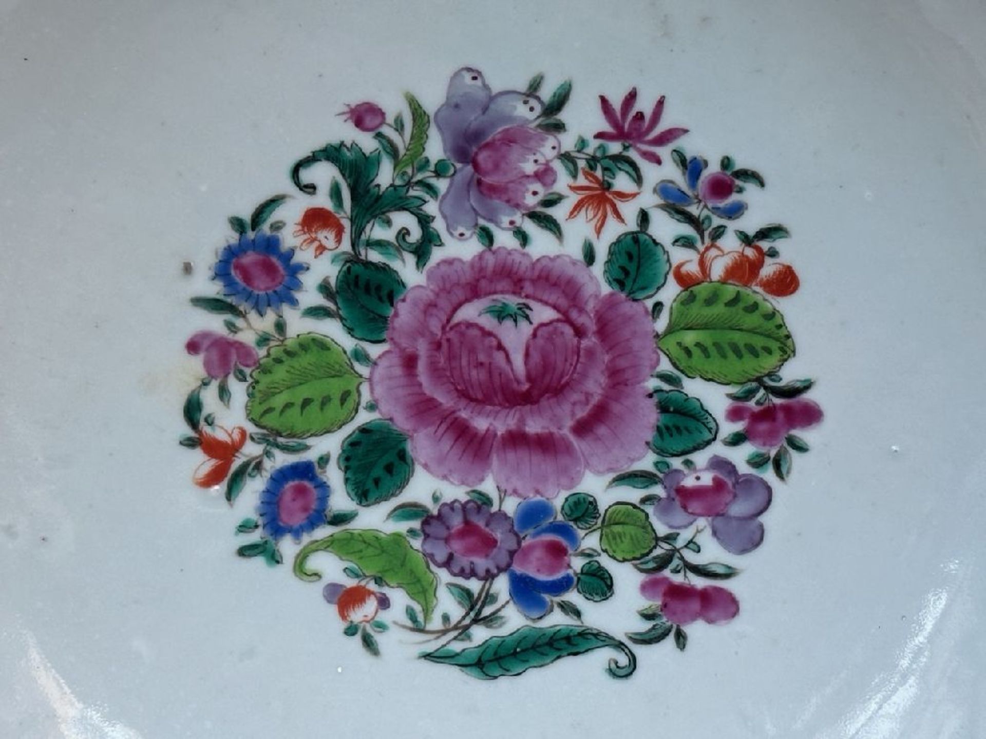 A large Chinese famille rose punch bowl 'flowers', 18th century - Image 6 of 8