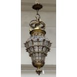 Bronze lantern with cut glass, 19th century