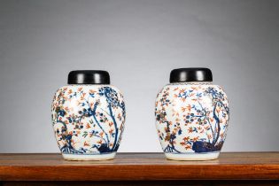 A pair of ginger jars in Chinese Imari porcelain 'three friends of winter', 18th century (*)
