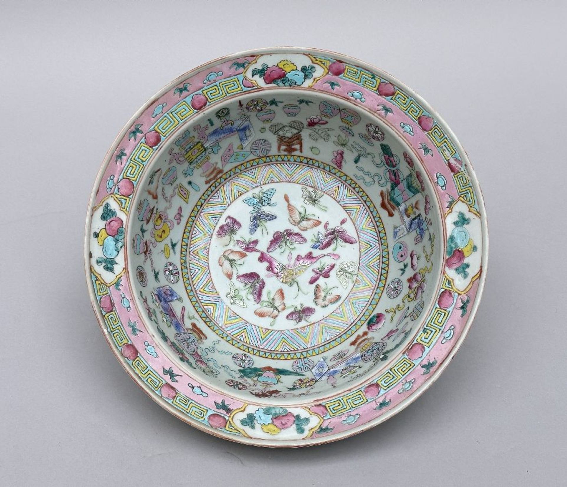 A Chinese famille rose porcelain basin ‘butterflies'