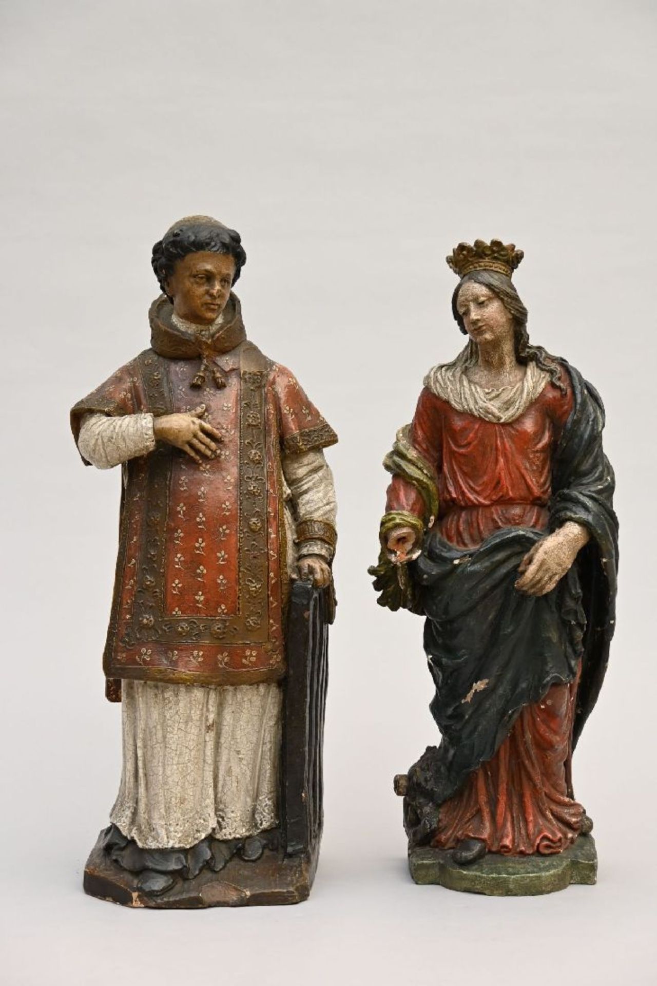 Two terracotta statues of saints, 17th - 18th century
