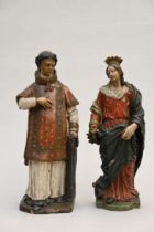 Two terracotta statues of saints, 17th - 18th century