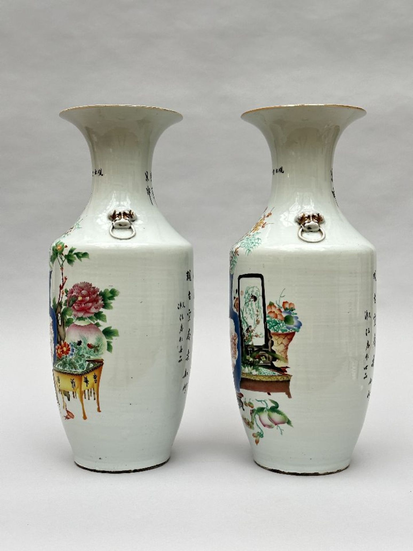 A pair of Chinese vases 'antiquities' - Image 2 of 7